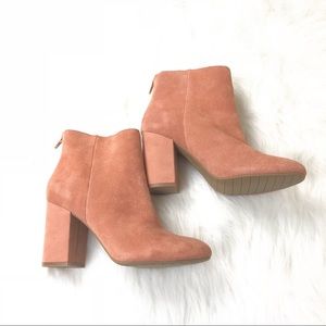 Kenneth Cole “Carolyn” Suede Block Heel Booties